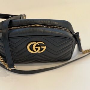 Gucci Black Crossbody Bag with Gold Accents